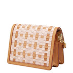 Louis Vuitton Dauphine Mini Crossbody Shoulder Bag Pink Beige Leather Straw