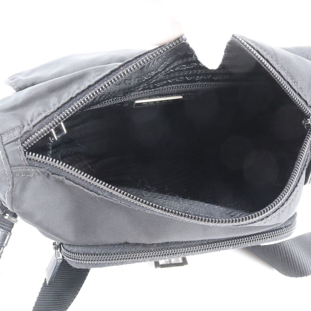 Prada Tessuto Nylon Triangle Logo Leather Shoulder Bag Crossbody Messenger — view 7