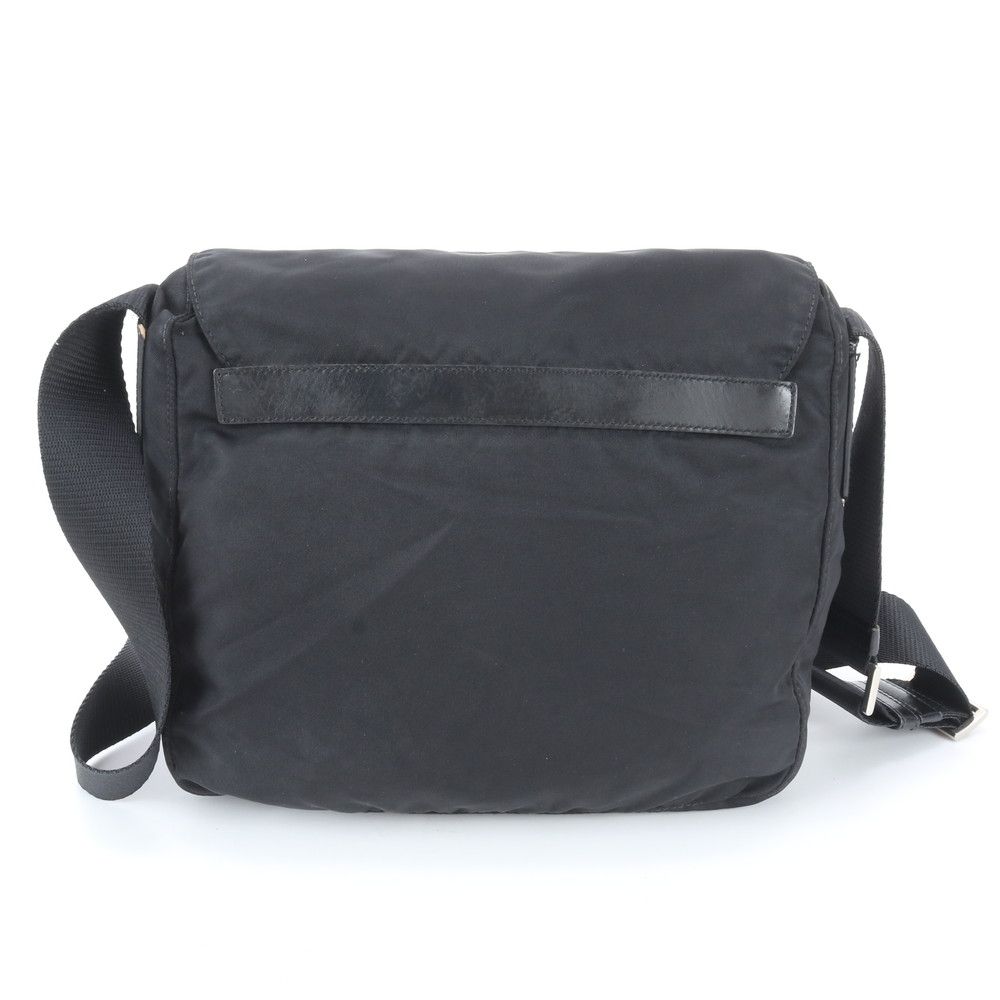Prada Tessuto Nylon Triangle Logo Leather Shoulder Bag Crossbody Messenger — view 2