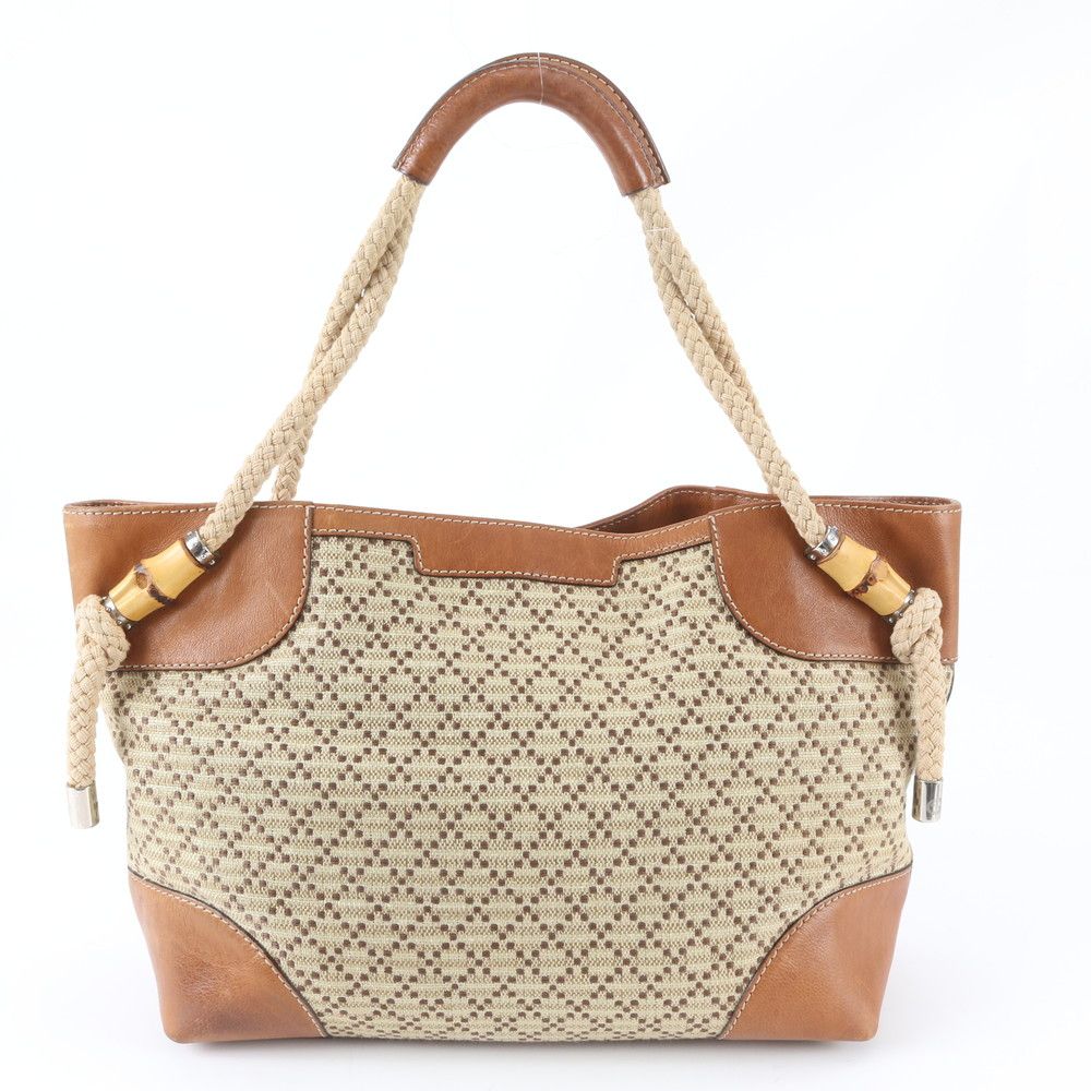 Gucci Diamante Maui Leather Canvas Tote Shoulder — view 3