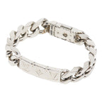 Louis Vuitton Monogram Bracelet LV Signature Chain Silver Metal