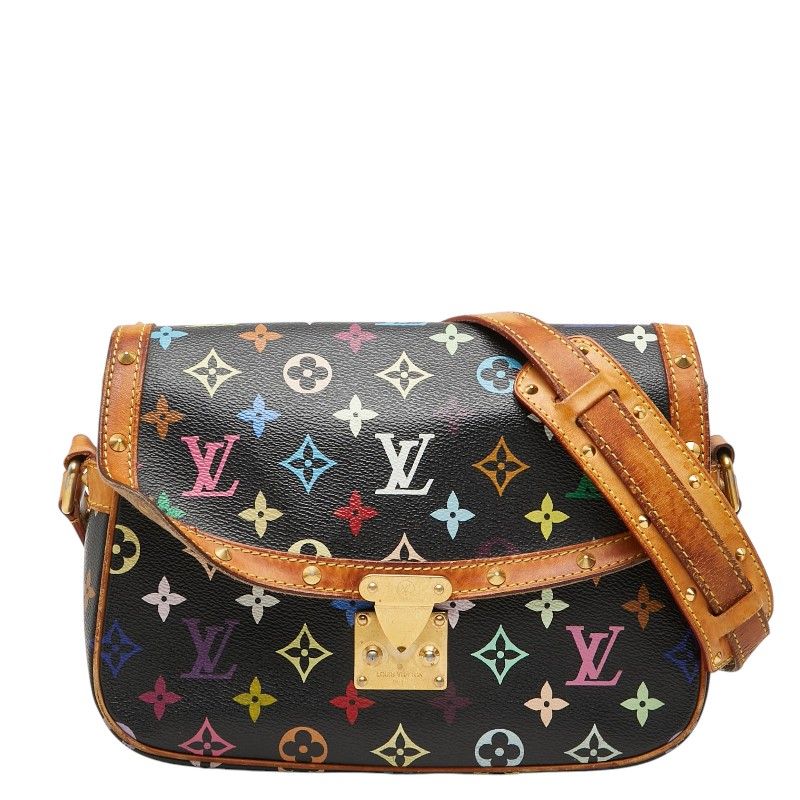 Louis Vuitton Monogram Multicolor Sologne Shoulder Bag Black Brown Leather