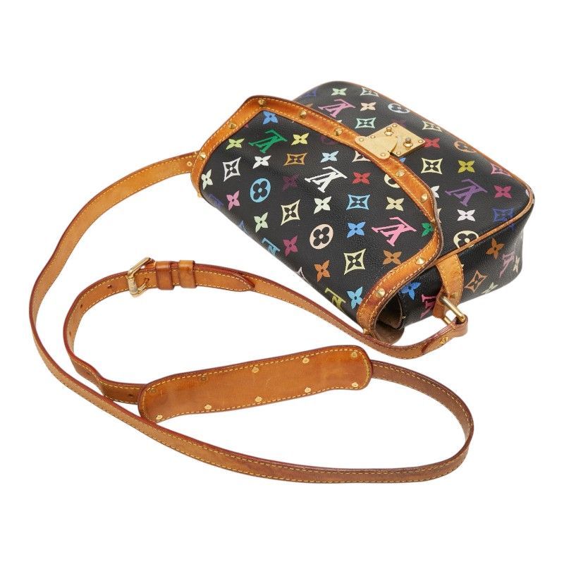 Louis Vuitton Monogram Multicolor Sologne Shoulder Bag Black Brown Leather