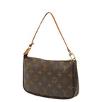 Louis Vuitton Monogram Pochette Handbag Pouch Brown Leather