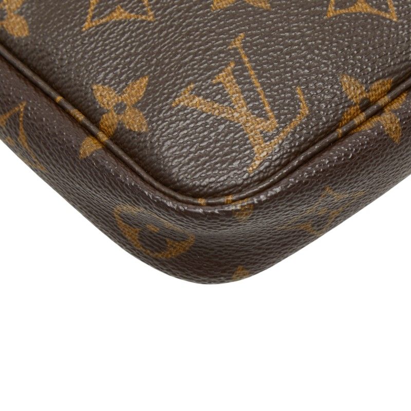Louis Vuitton Monogram Pochette Handbag Pouch Brown Leather