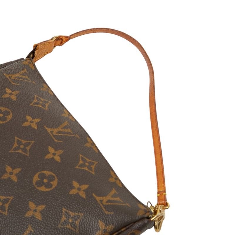 Louis Vuitton Monogram Pochette Handbag Pouch Brown Leather