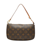 Louis Vuitton Monogram Pochette Handbag Pouch Brown Leather