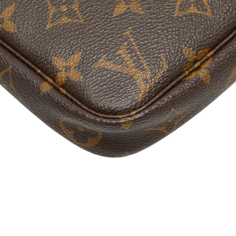 Louis Vuitton Monogram Pochette Handbag Pouch Brown Leather
