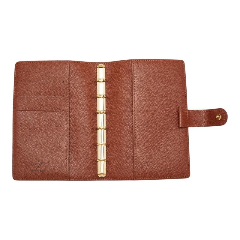 Louis Vuitton Monogram Agenda PM 6 Hole Notebook Cover System Brown Leather