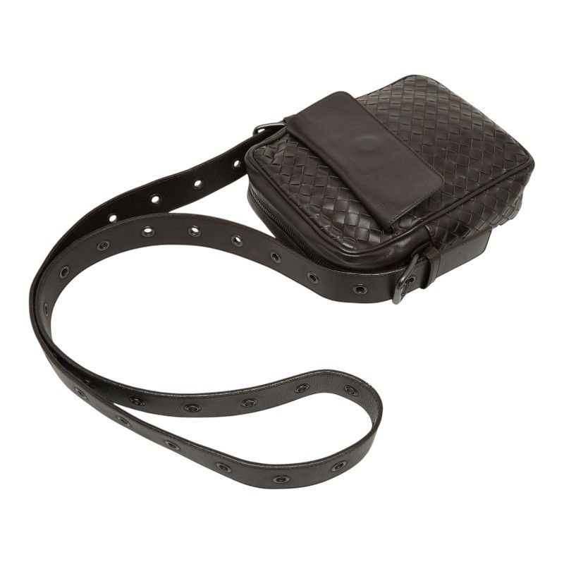 Bottega Veneta Intrecciato Shoulder Bag Brown Leather