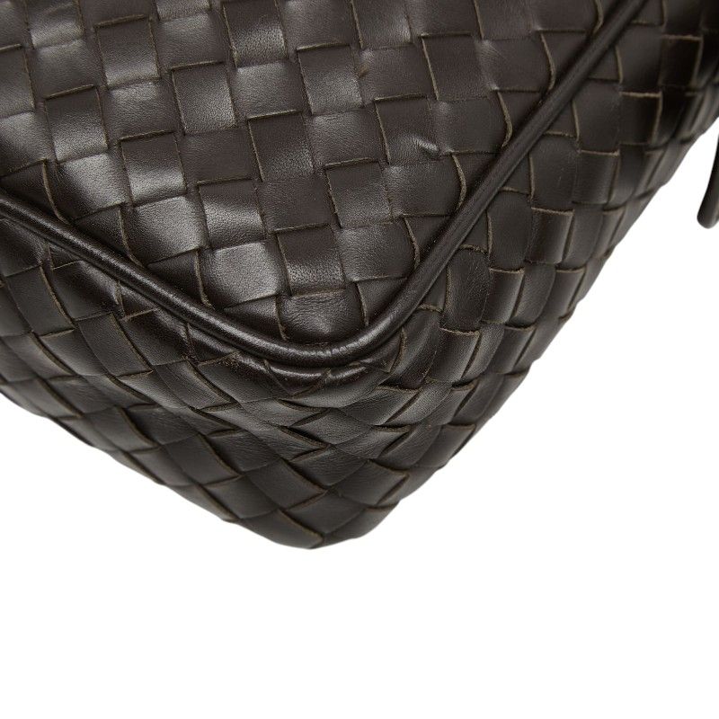 Bottega Veneta Intrecciato Shoulder Bag Brown Leather