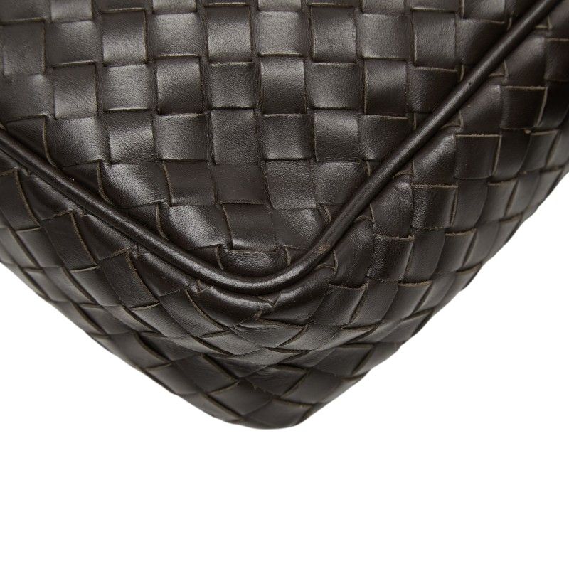 Bottega Veneta Intrecciato Shoulder Bag Brown Leather