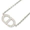 Dior CD Logo Necklace Silver Metal Rhinestone