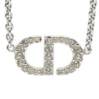 Dior CD Logo Necklace Silver Metal Rhinestone
