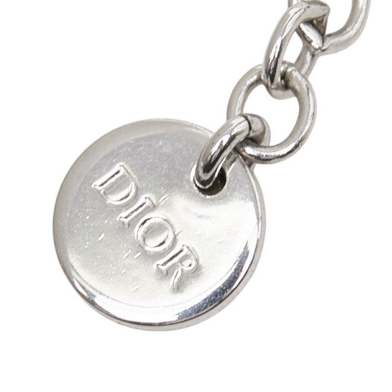 Dior CD Logo Necklace Silver Metal Rhinestone