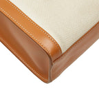 Celine Vertical Cabas Small 2-Way Shoulder Bag Ivory Brown Canvas Leather