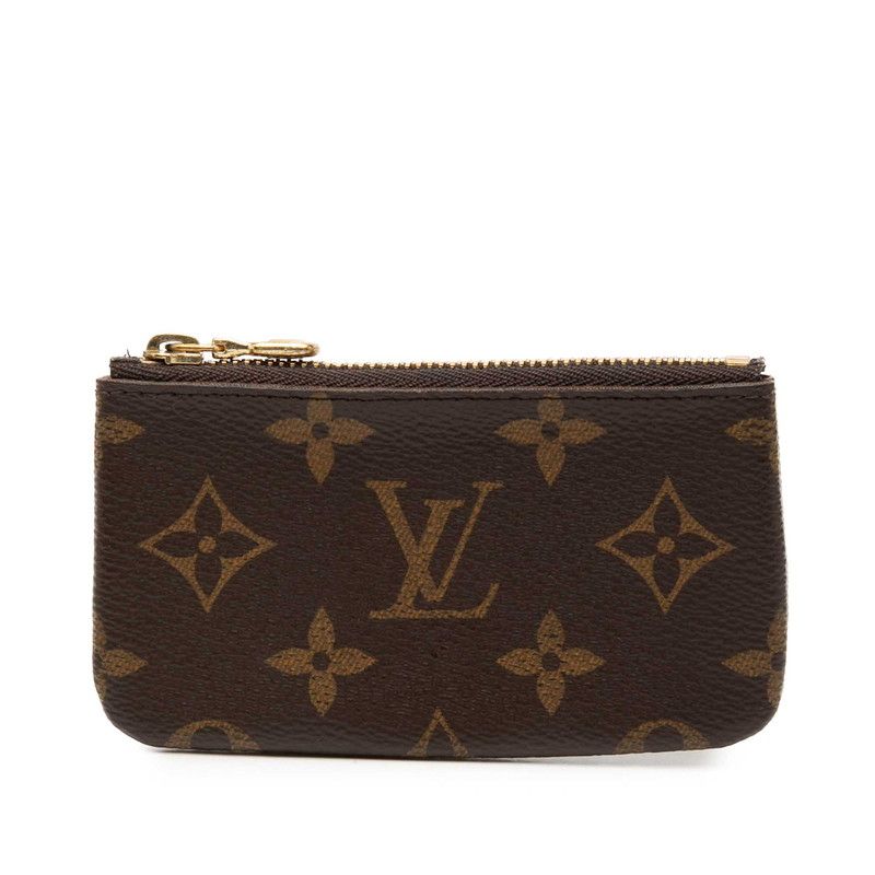 Louis Vuitton Monogram Pochette Cles Coin Case Brown Leather