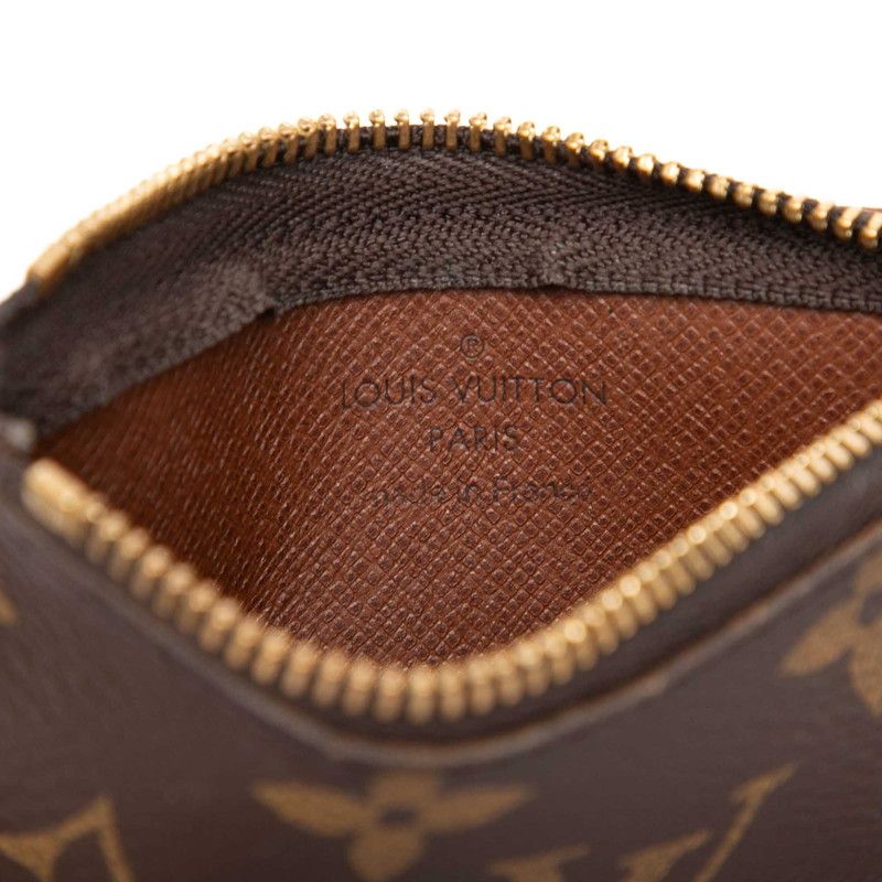 Louis Vuitton Monogram Pochette Cles Coin Case Brown Leather