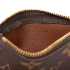 Louis Vuitton Monogram Pochette Cles Coin Case Brown Leather