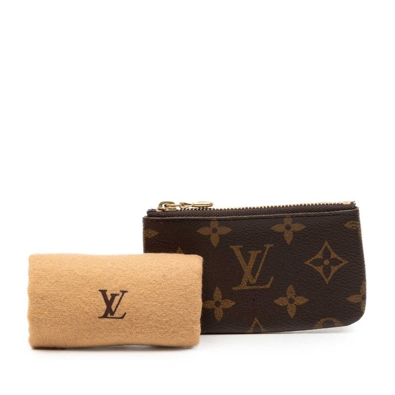 Louis Vuitton Monogram Pochette Cles Coin Case Brown Leather