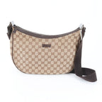 Gucci GG Canvas Leather Shoulder Bag Crossbody Hand Brown