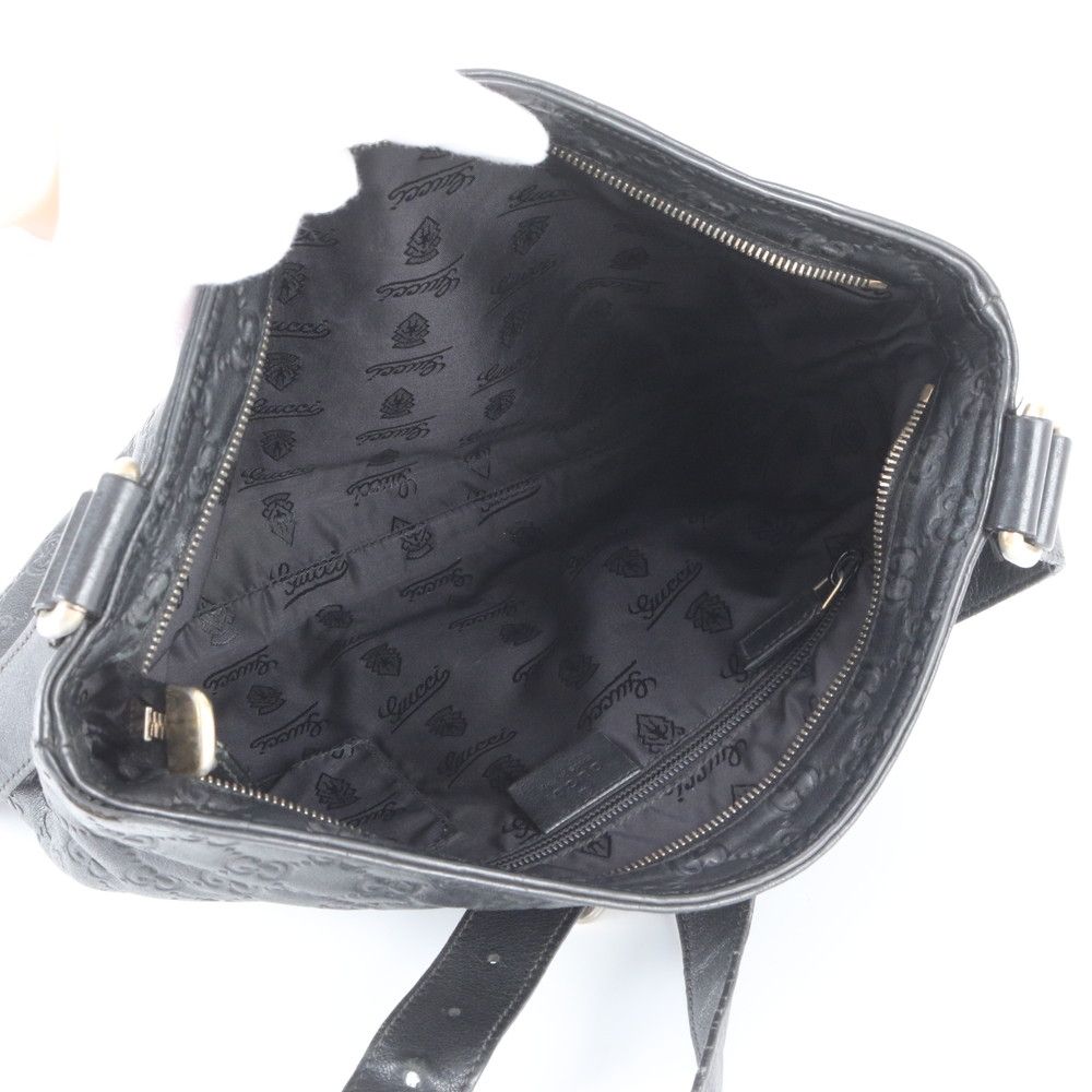 Gucci Guccissima Leather Shoulder Bag Crossbody Messenger Black — view 8