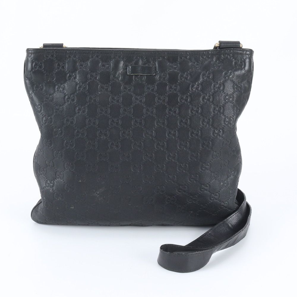 Gucci Guccissima Leather Shoulder Bag Crossbody Messenger Black