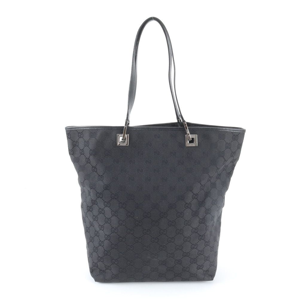 Gucci GG Canvas Leather Tote Shoulder Hand Black