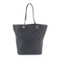 Gucci GG Canvas Leather Tote Shoulder Hand Black