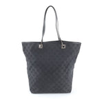 Gucci GG Canvas Leather Tote Shoulder Hand Black