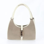 Gucci Jackie 002 Leather Canvas Handbag Tote