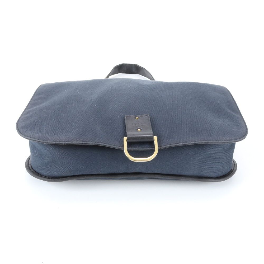 Gucci Leather Canvas Shoulder Bag Crossbody Messenger Navy — view 5