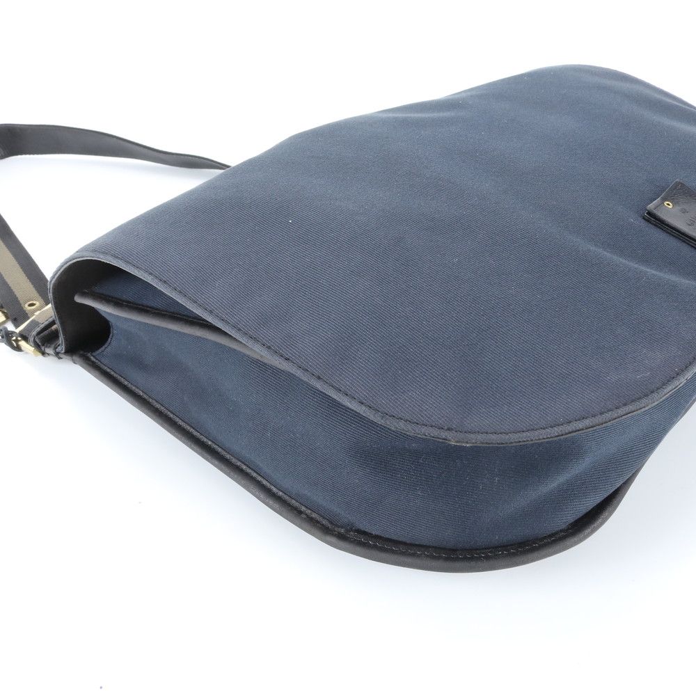 Gucci Leather Canvas Shoulder Bag Crossbody Messenger Navy — view 6