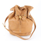 Gucci Vintage Drawstring Leather Shoulder Bag Crossbody Brown
