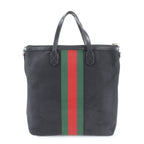 Gucci Sherry Line Leather Canvas Tote Shoulder Business Black — view 3