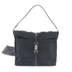 Gucci Jackie 001 Leather Nylon Shoulder Bag Hand Black