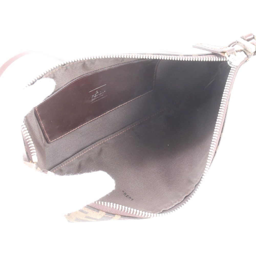 Fendi Zucca Leather Canvas Shoulder Bag Crossbody Brown — view 7