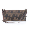 Fendi Zucca Leather Canvas Shoulder Bag Crossbody Brown