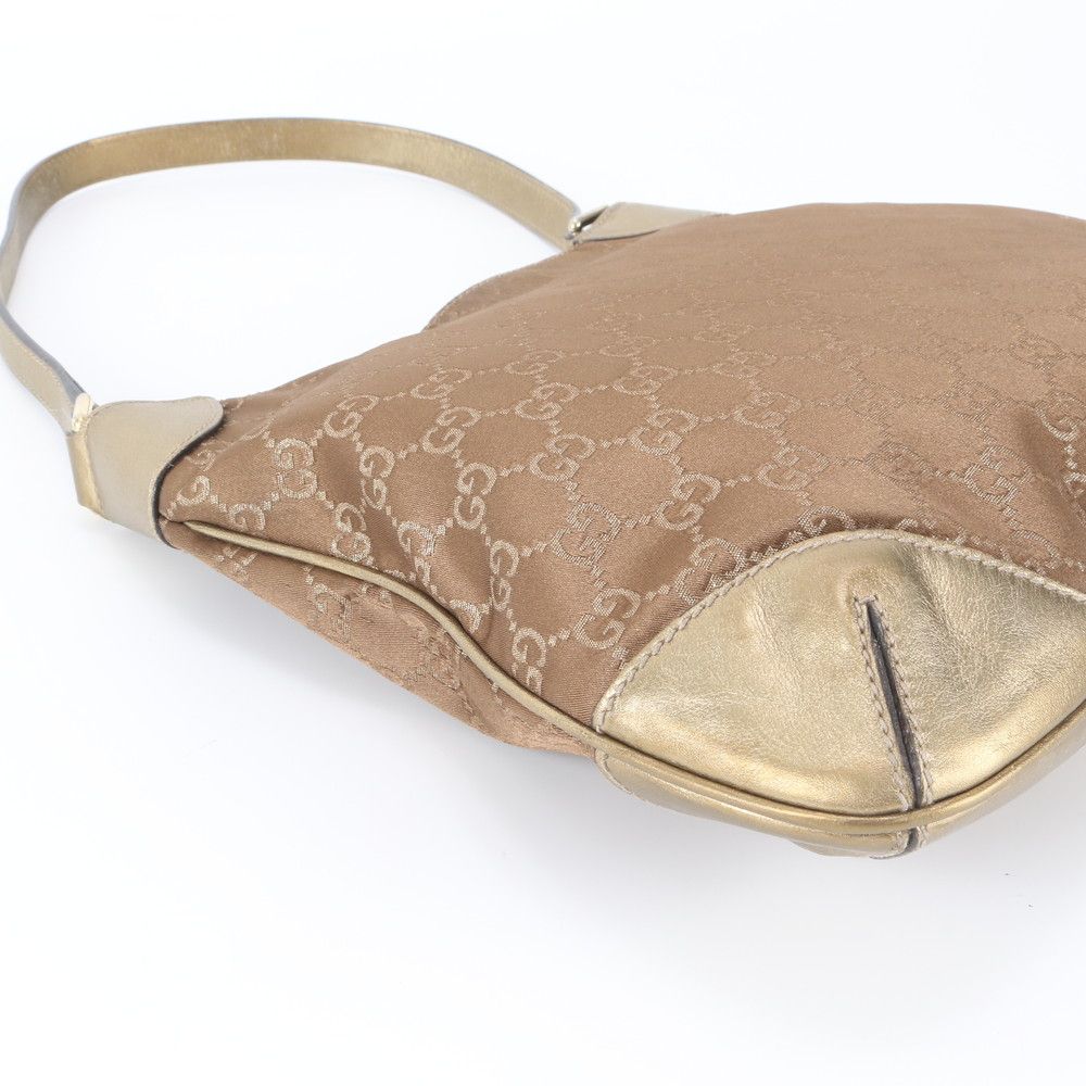 Gucci GG Canvas Leather Shoulder Bag Tote Hand Gold — view 6