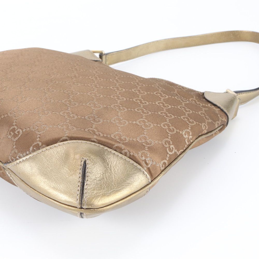 Gucci GG Canvas Leather Shoulder Bag Tote Hand Gold — view 4