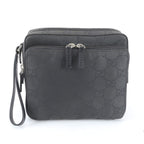 Gucci GG Nylon 018 Leather Clutch Pouch Business Black