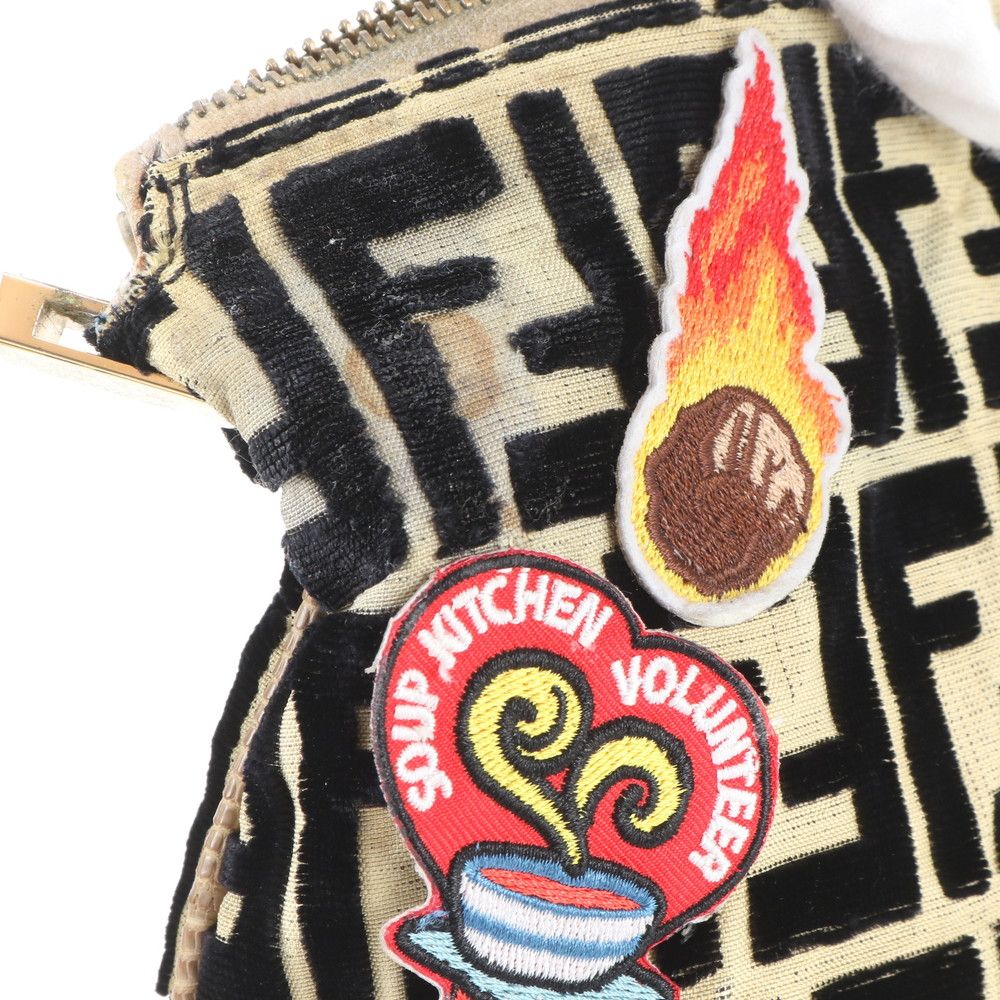 Fendi Zucca Patch FF Leather Canvas Shoulder Bag Hand — view 9