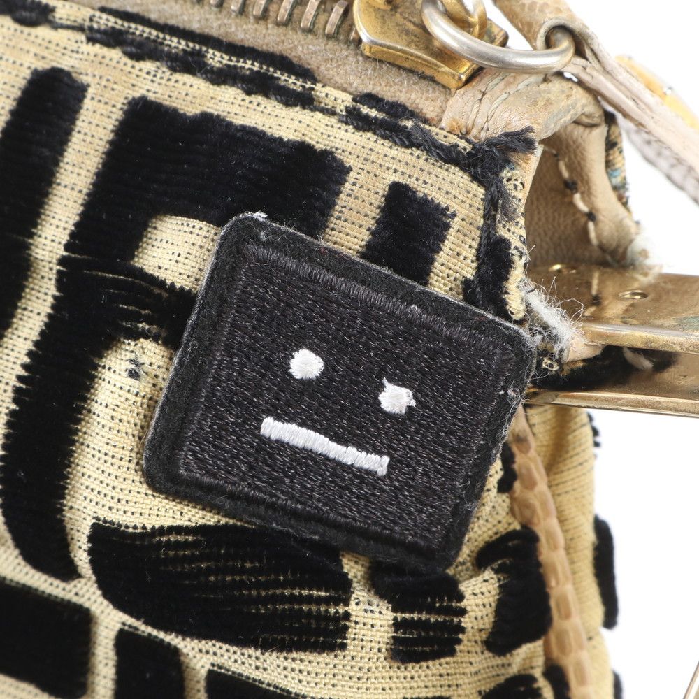 Fendi Zucca Patch FF Leather Canvas Shoulder Bag Hand — view 8