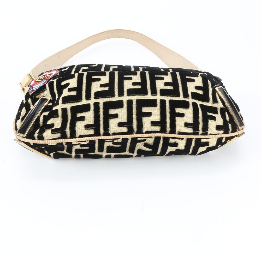 Fendi Zucca Patch FF Leather Canvas Shoulder Bag Hand — view 6