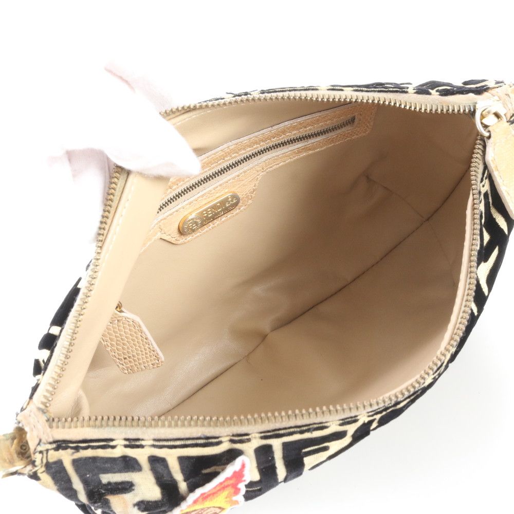 Fendi Zucca Patch FF Leather Canvas Shoulder Bag Hand — view 7