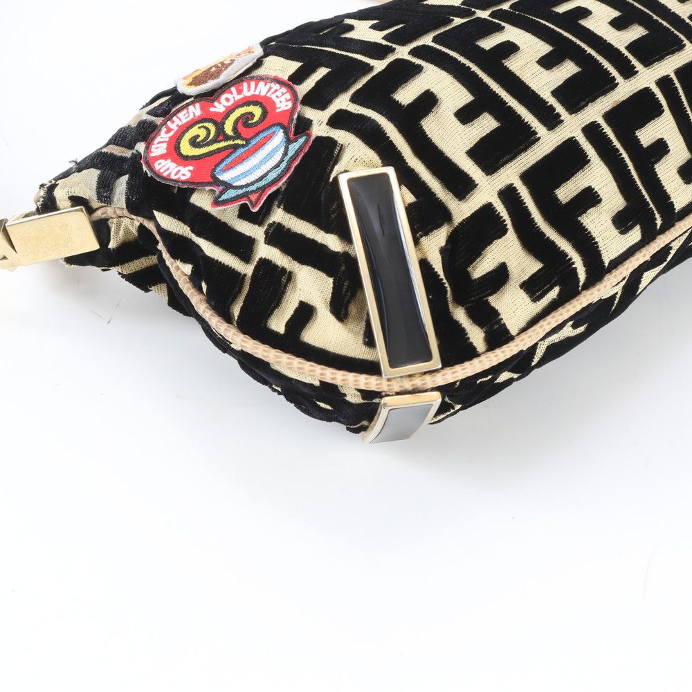 Fendi Zucca Patch FF Leather Canvas Shoulder Bag Hand — view 4