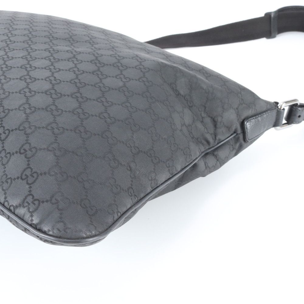 Gucci GG Nylon Leather Shoulder Bag Crossbody Messenger Black — view 3
