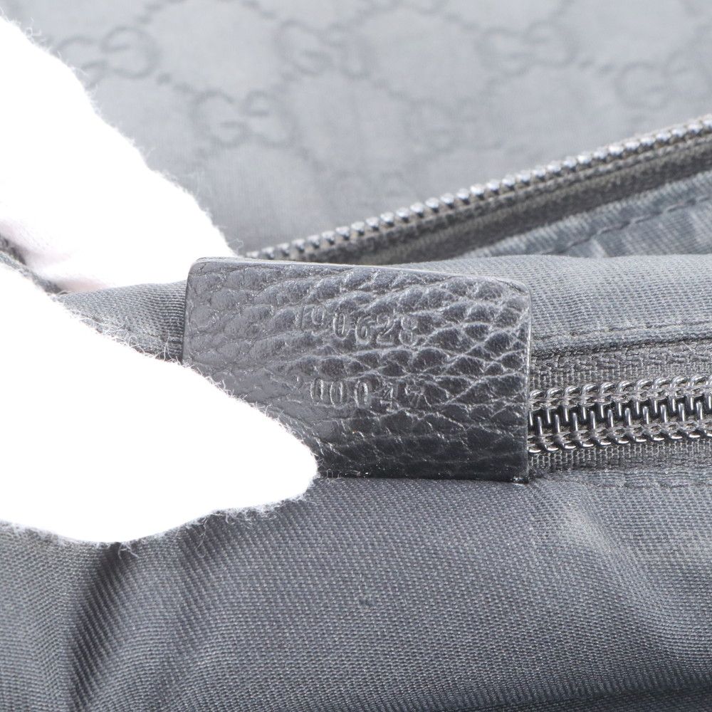 Gucci GG Nylon Leather Shoulder Bag Crossbody Messenger Black — view 8
