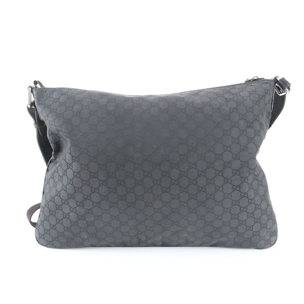 Gucci GG Nylon Leather Shoulder Bag Crossbody Messenger Black — view 2