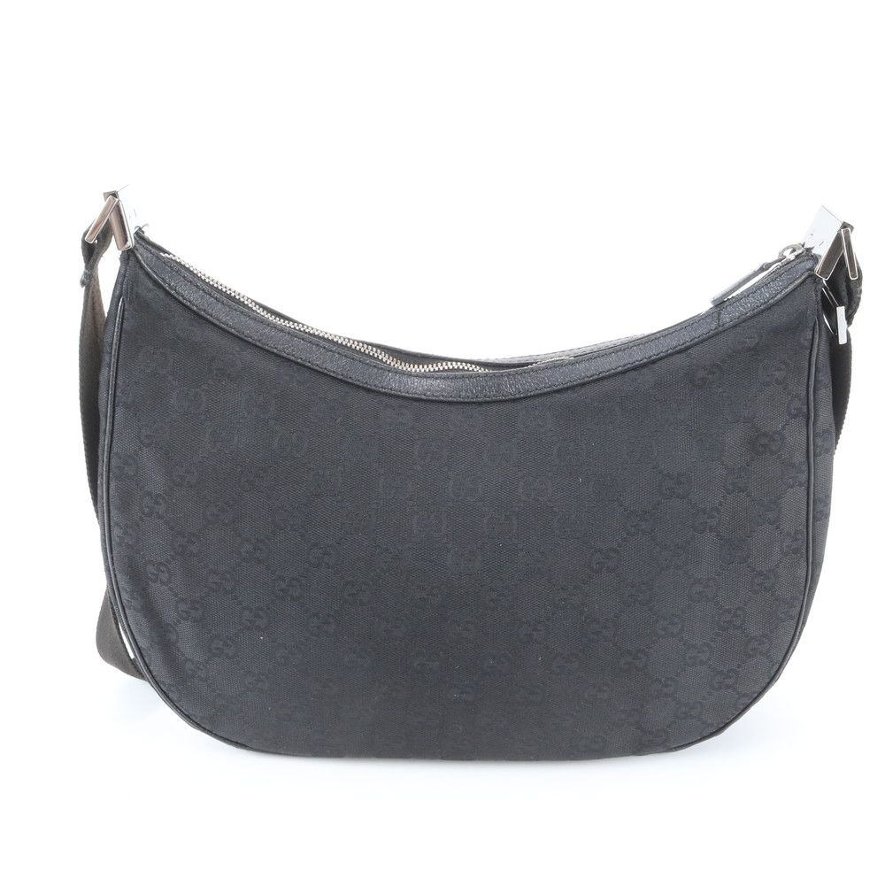 Gucci GG Canvas Leather Shoulder Bag Crossbody Hand Tote Black — view 3